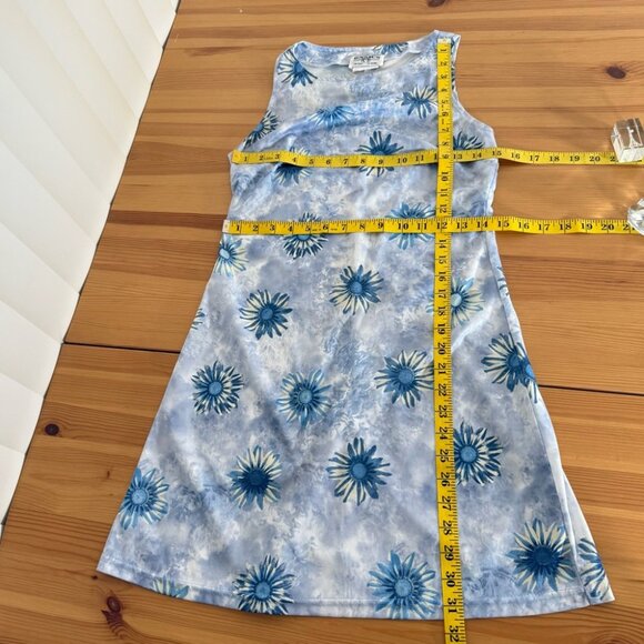 Y2K Blue Floral Mini Dress 90s Boho Fairy Soft Girl Vintage S - Picture 6 of 10